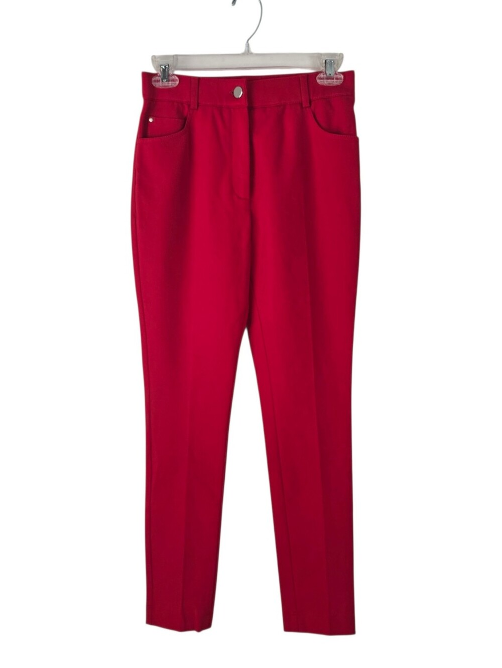 Akris Punto Frankie Stretch Viscose Ankle Tapered Trouser Pants Cherry Red 4